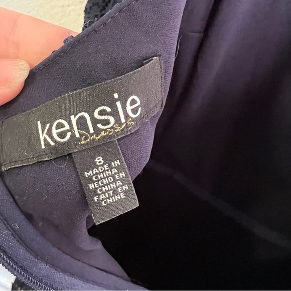 Kensie Fit & Flare Dress Navy Blue Lace 8 - Picture 11 of 15